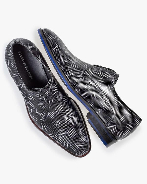 Schn&uuml;rschuh Lackleder schwarz-wei&szlig;