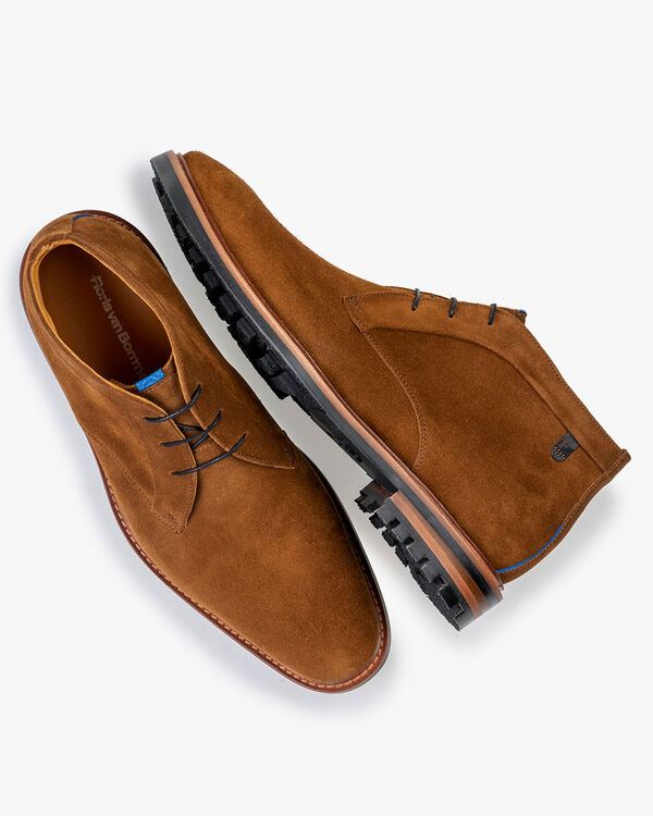 Schn&uuml;rstiefel Wildleder cognac