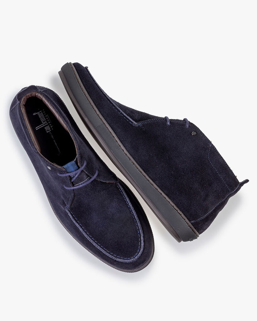 Schn&uuml;rstiefel Wildleder dunkelblau