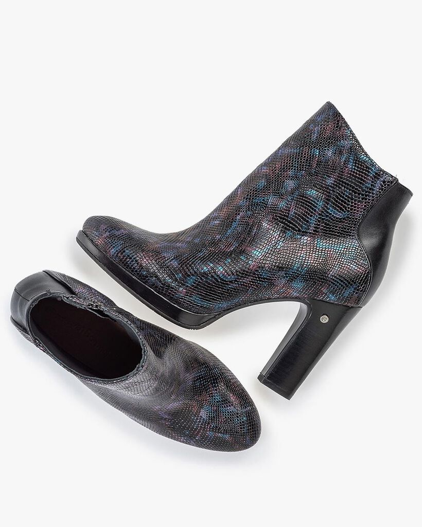 Stiefelette Krokoprint Blau