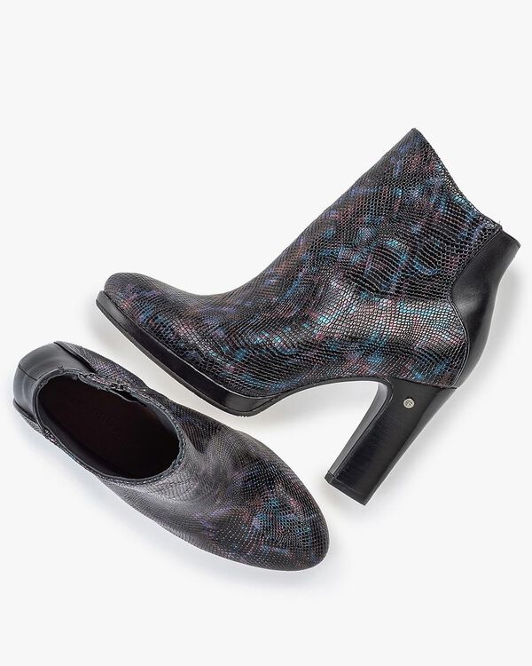 Stiefelette Krokoprint Blau
