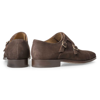 Dunkelbrauner Monk-Schnallenschuh aus Kalbswildleder