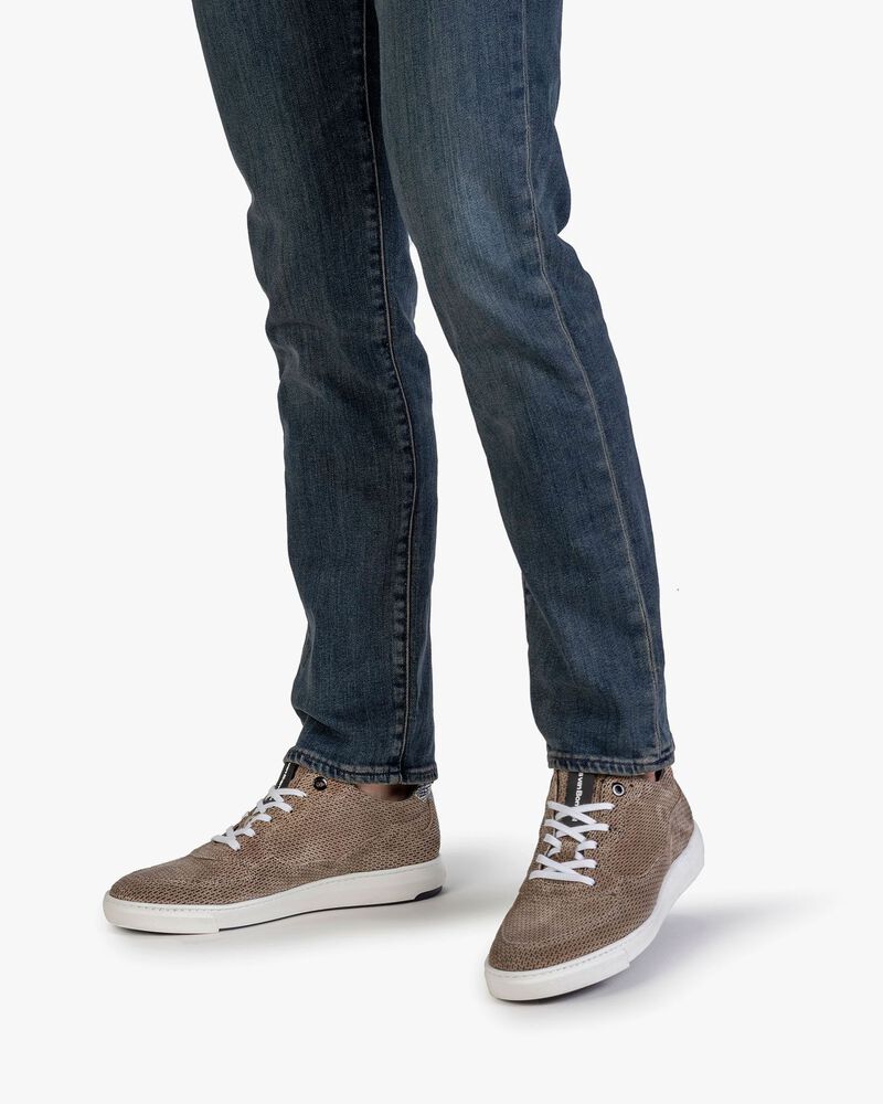 Sneaker mit Print Wildleder sandfarben