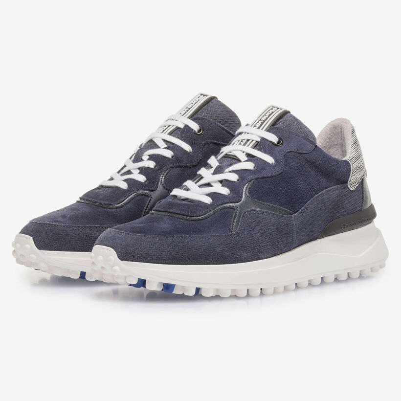 Blauer Wildleder-Sneaker mit Print