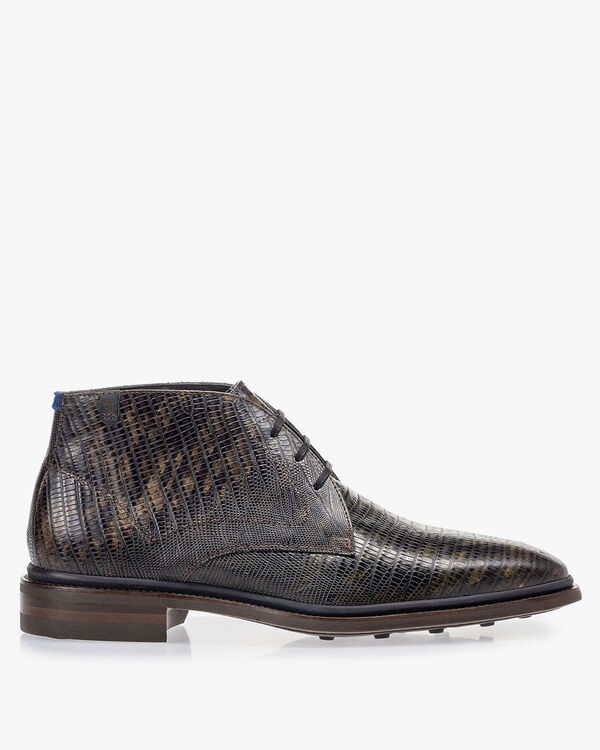 Stiefel Eidechsenprint dunkelgr&uuml;n