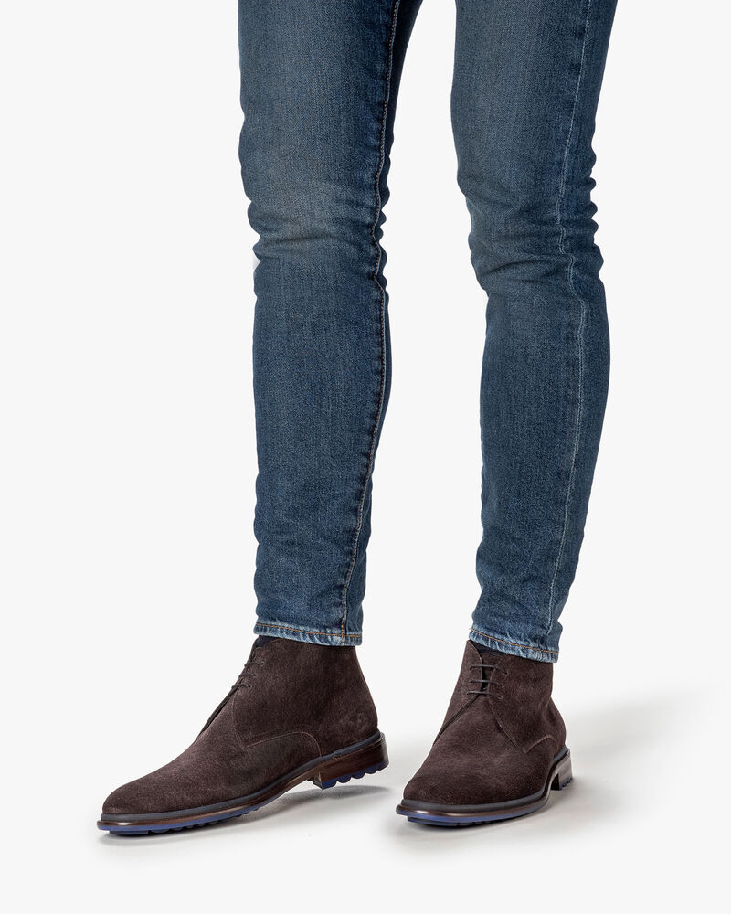 Schn&uuml;rstiefel Wildleder dunkelbraun