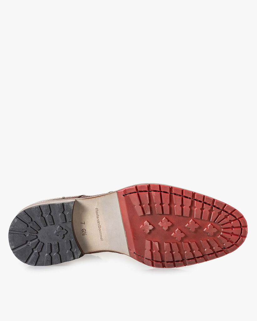 Leather brogue lace boot cognac