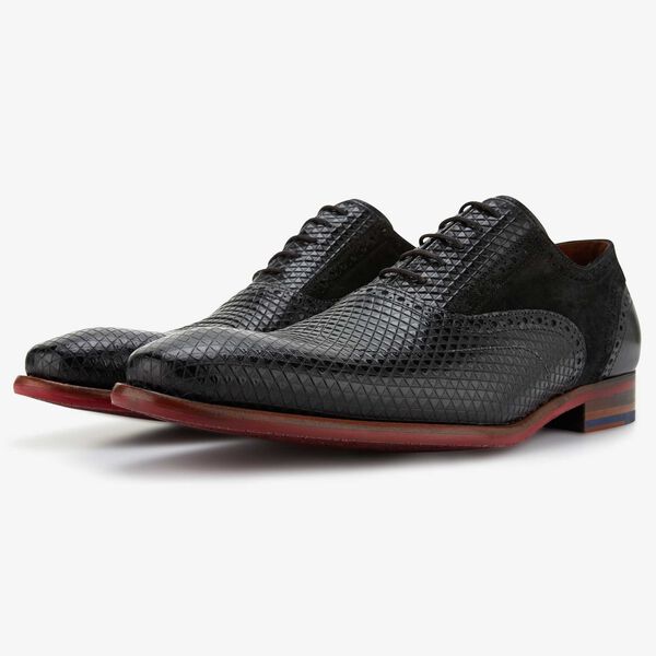 Floris van Bommel Leder Herren schwarze Schnürschuhe