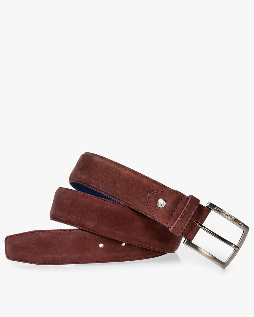 Belt nubuck leather dark red