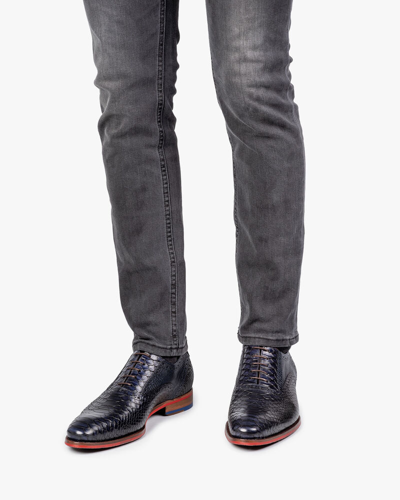 Lace shoe printed leather blue