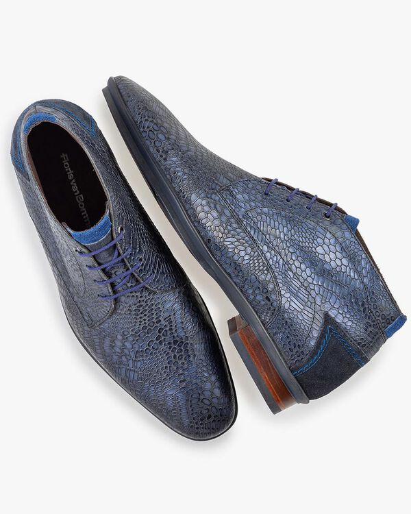 Schn&uuml;rstiefel mit Print blau