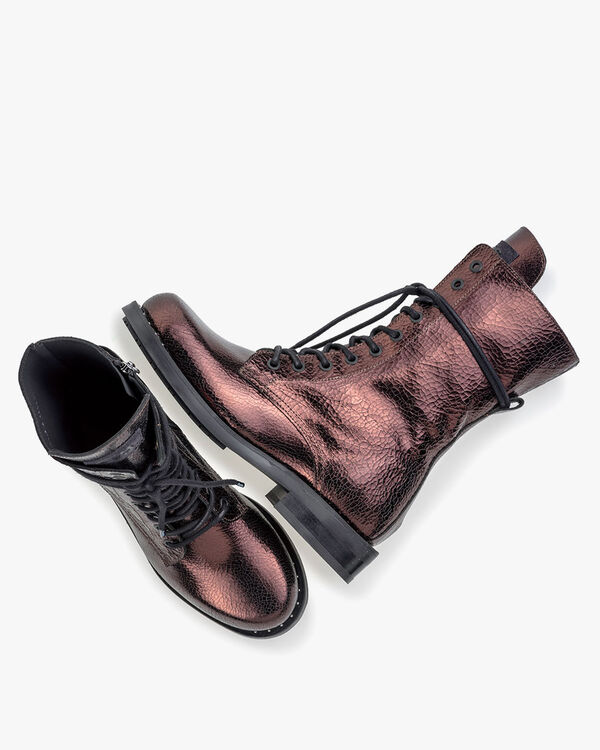Lace boot leather dark brown