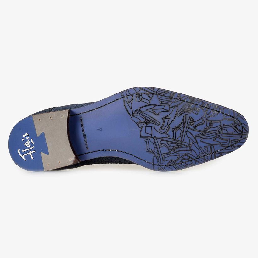 Blue lace shoe with structural pattern