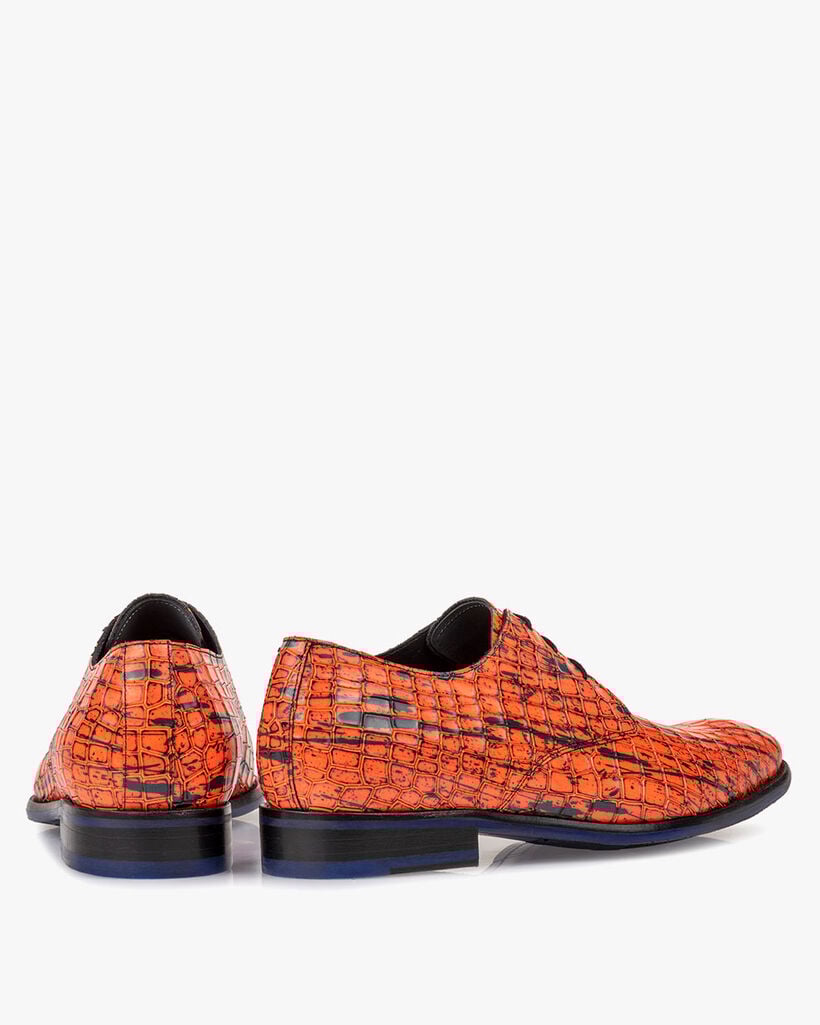 Schn&uuml;rschuh Lackleder orange