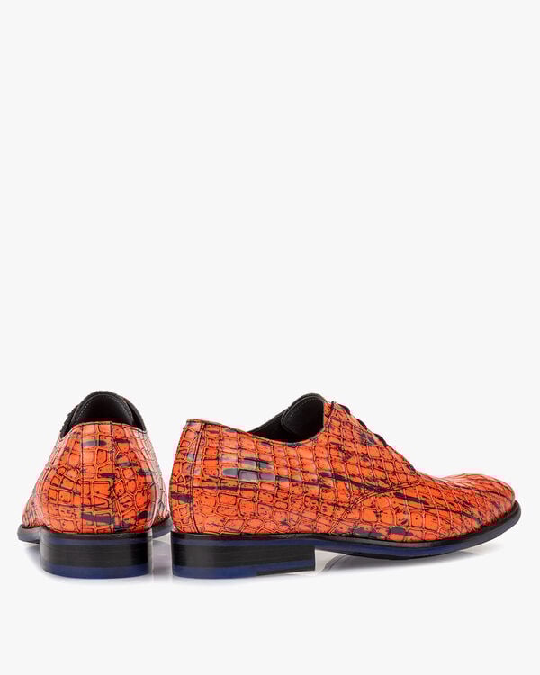 Schn&uuml;rschuh Lackleder orange