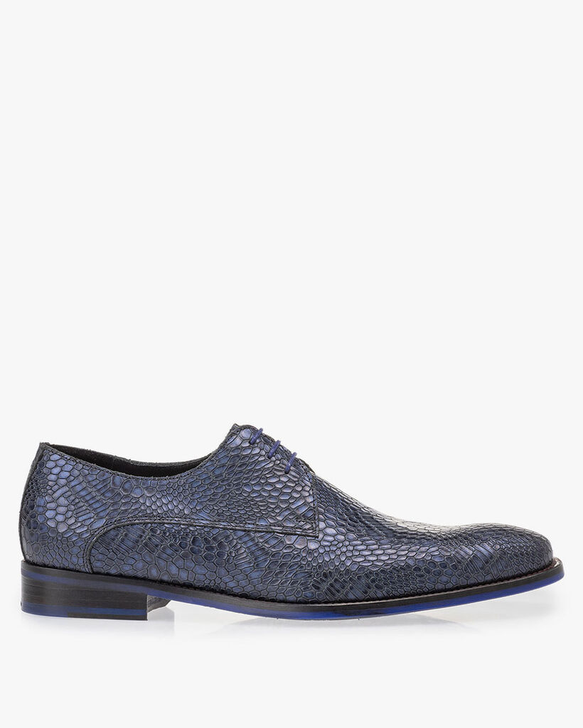 Schn&uuml;rschuh metallic blau