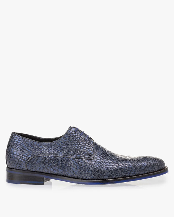 Schn&uuml;rschuh metallic blau