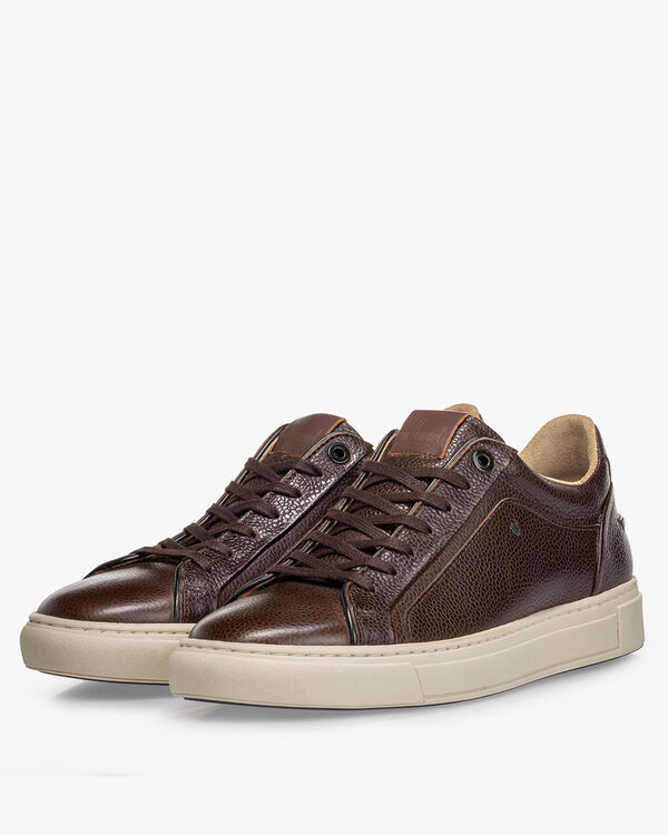 Sneaker printed leather brown