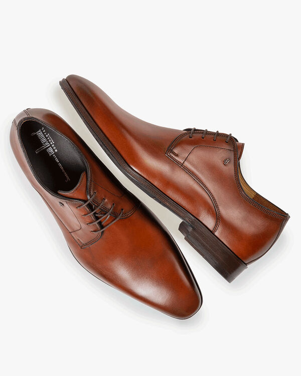 Schn&uuml;rschuh Kalbsleder dunkel cognacfarben