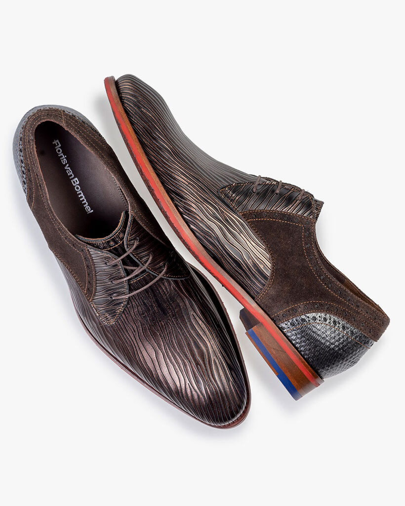 Schn&uuml;rschuh Metallic-Print bronze