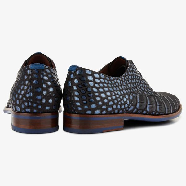 Floris van Bommel Premium black men’s lace shoe with crocodile print 
