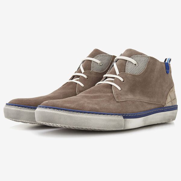 Floris van Bommel taupefarbener Herren-Sneaker aus Veloursleder