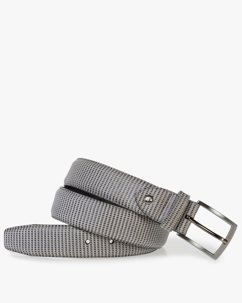 Beige suede leather belt with print