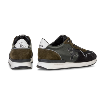 Sneaker Wildleder dunkelgr&uuml;n/schwarz