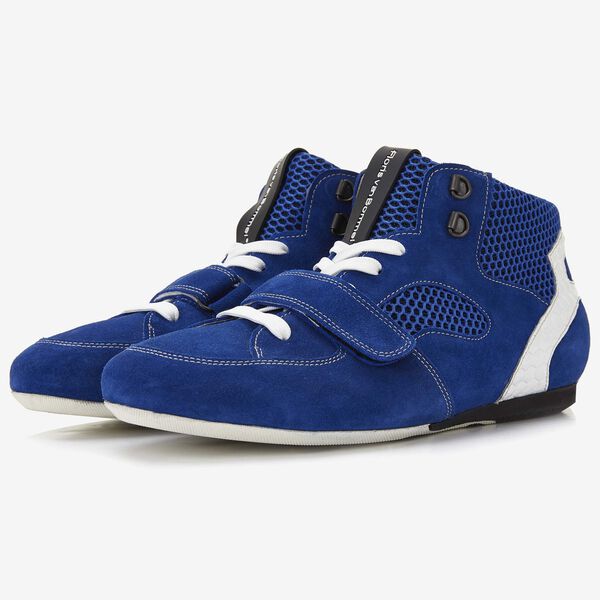 Floris van Bommel kobaltblauer Herren-Sneaker aus Veloursleder