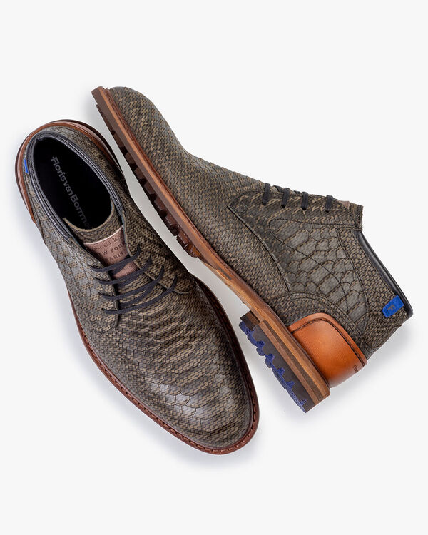 Lace boot nubuck leather green