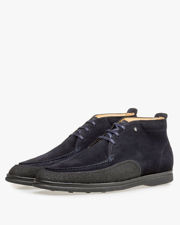 Halbhoher Wildleder Schn&uuml;rstiefel