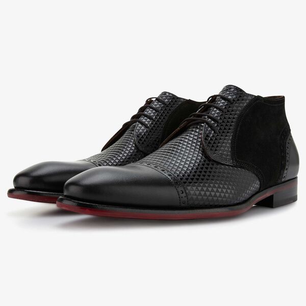 Floris van Bommel schwarze Leder Herren Schnürstiefel