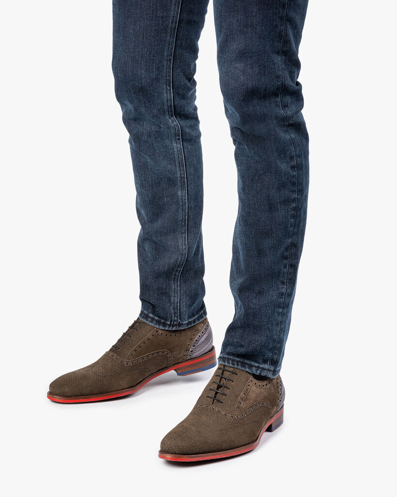 Schn&uuml;rschuh dunkelgr&uuml;n mit Print