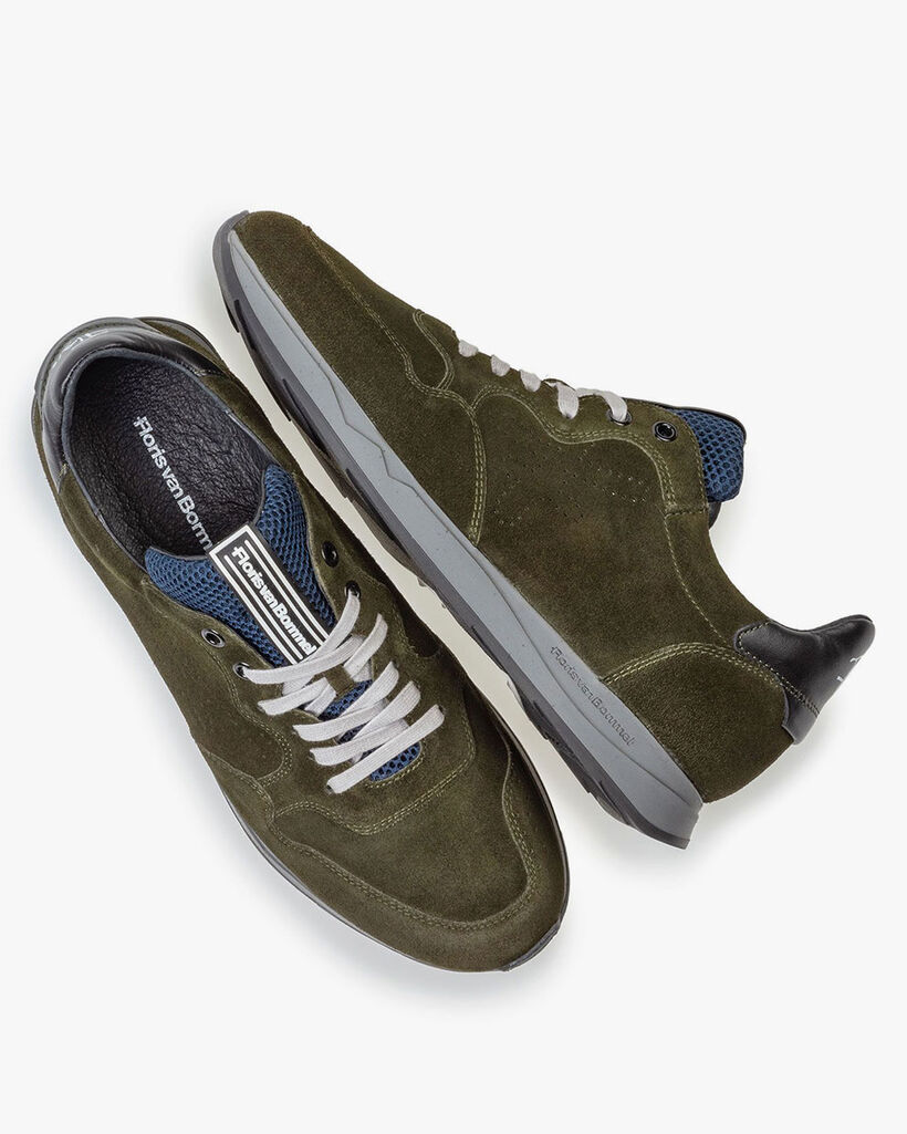 Sneaker suede leather dark green