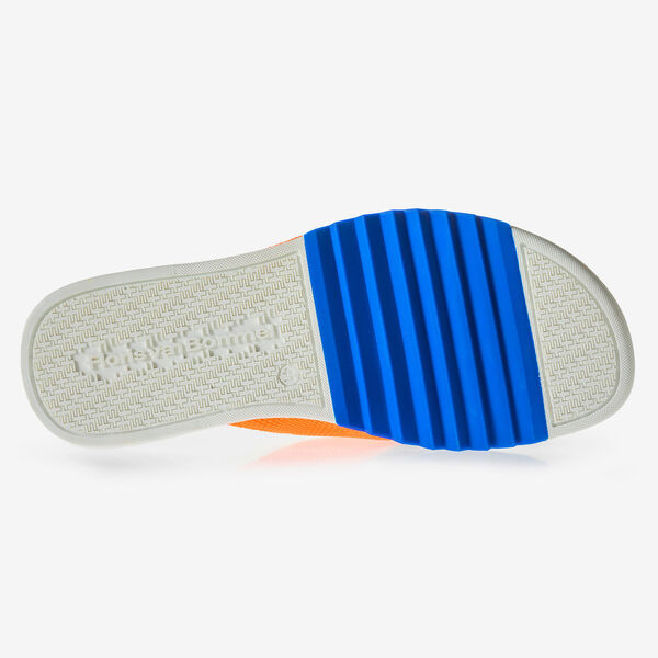 Orangefarbener Wildleder Zehentrenner-Slipper mit Print