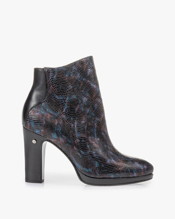 Stiefelette Krokoprint Blau