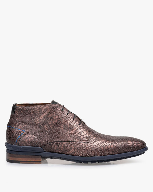 Schnürstiefel Metallic Print dunkel rot