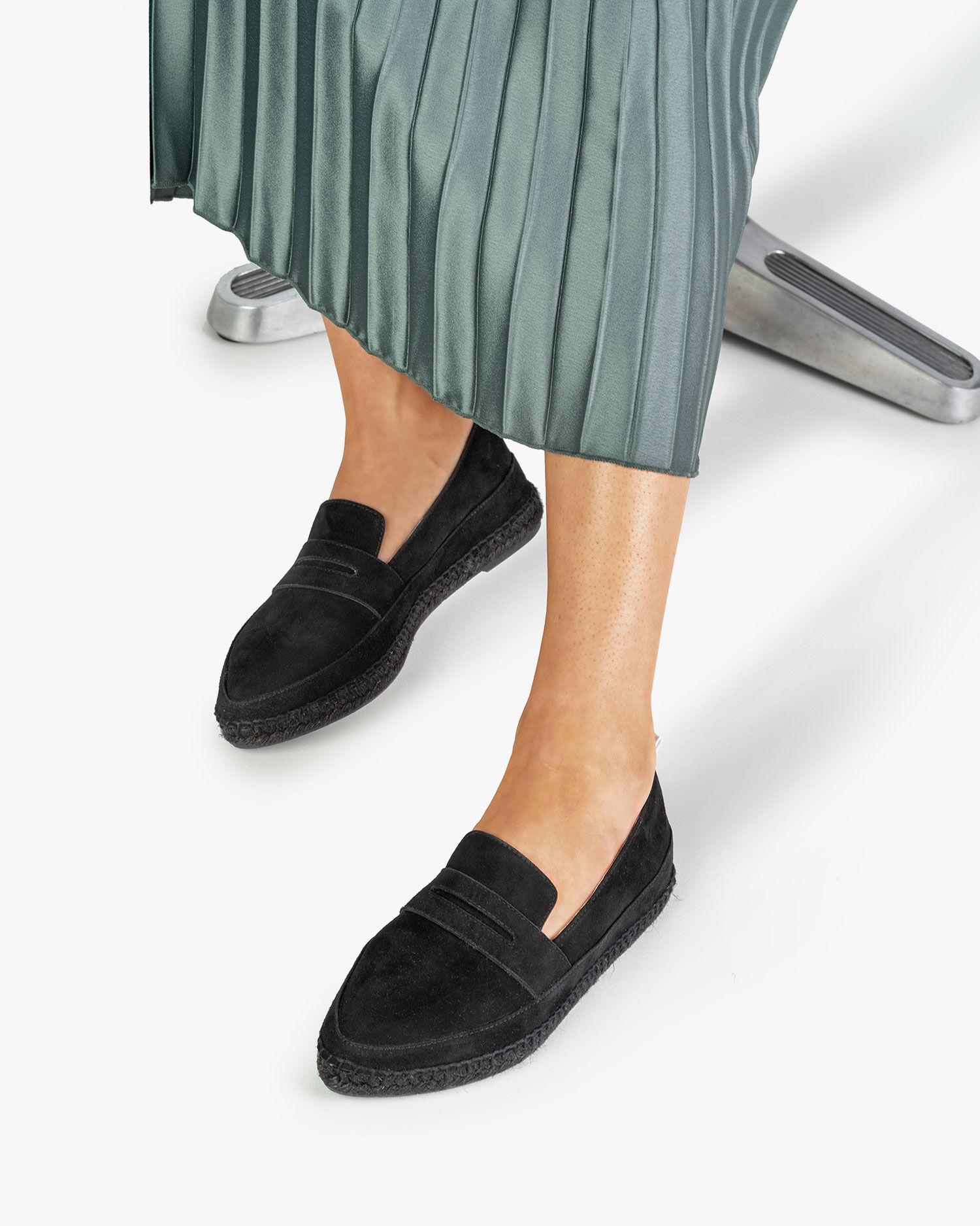 Espadrille suede leather black | Floris