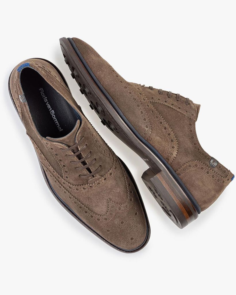 Brogue Wildleder dunkel taupe