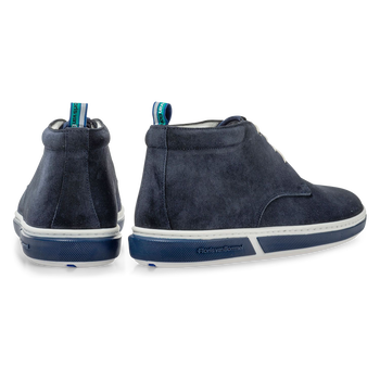 Dunkelblauer Wildleder-Schn&uuml;rstiefel