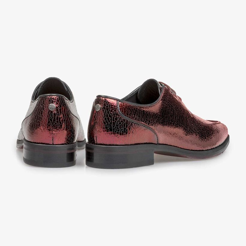 Roter Leder-Schn&uuml;rschuh mit Metallic-Print