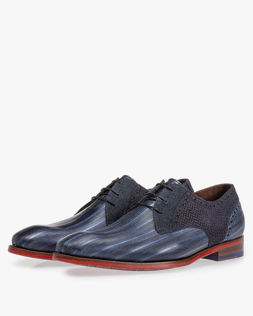 Schn&uuml;rschuh metallic blau