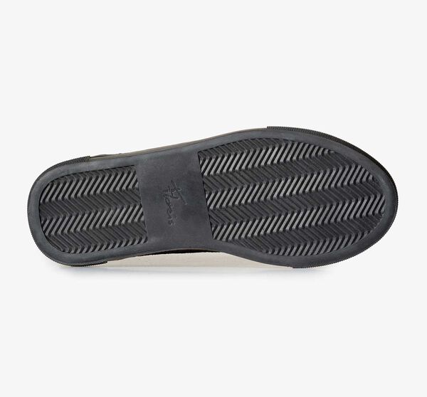 Leder-Sneaker mit schwarz-blauem Karomuster
