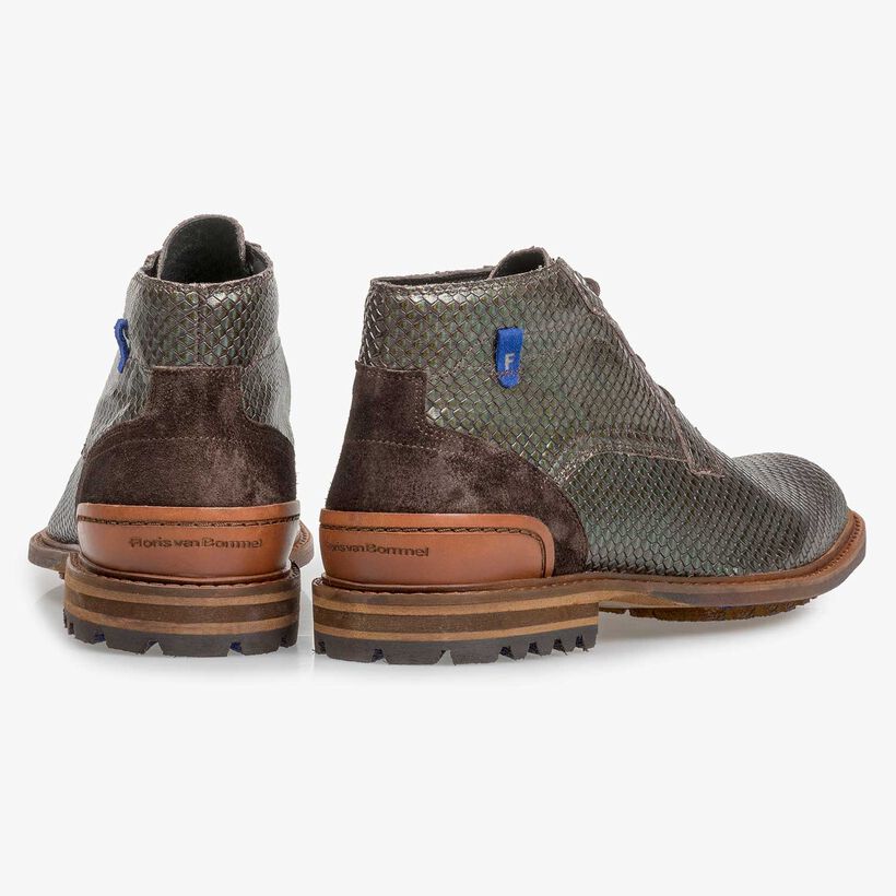 Gr&uuml;ner Premium Metallic-Leder Schn&uuml;rschuh mit Print