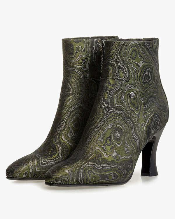 Stiefelette Print gr&uuml;n