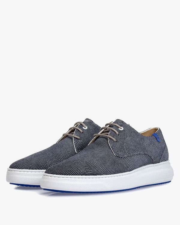 Sneaker mit Print Wildleder blau