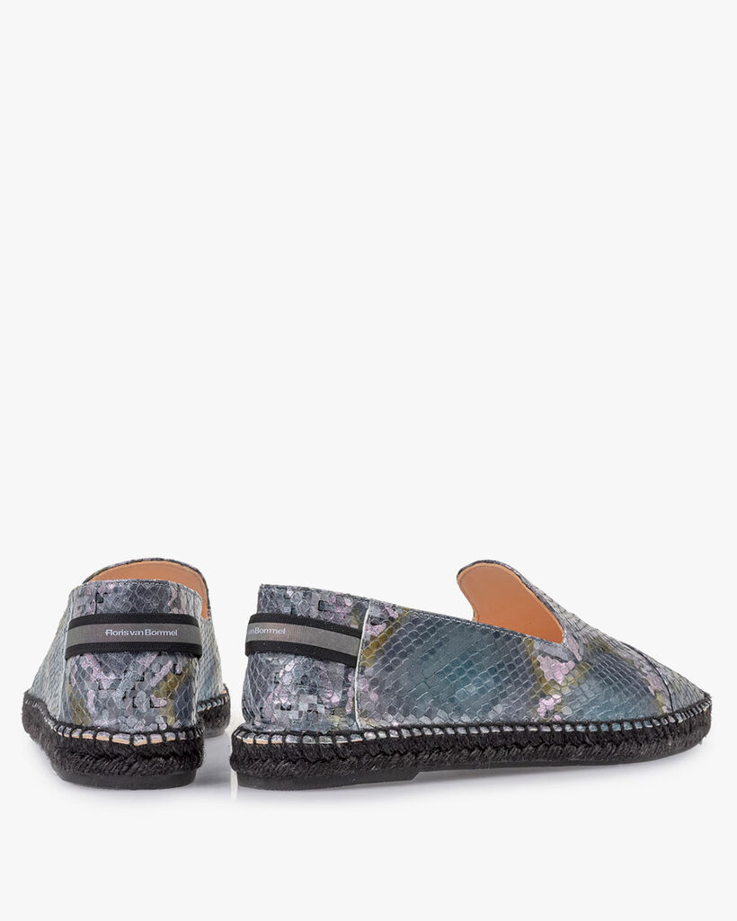 Espadrille Leder mit Print blau