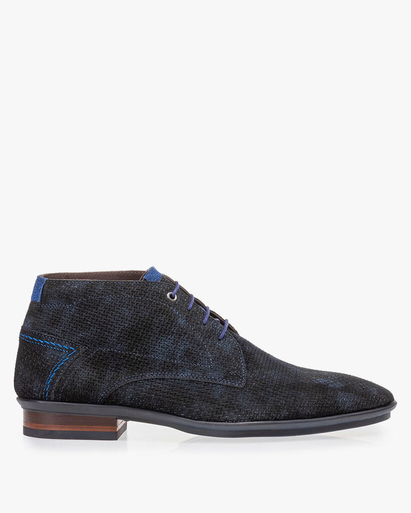 Schn&uuml;rstiefel blau mit Print