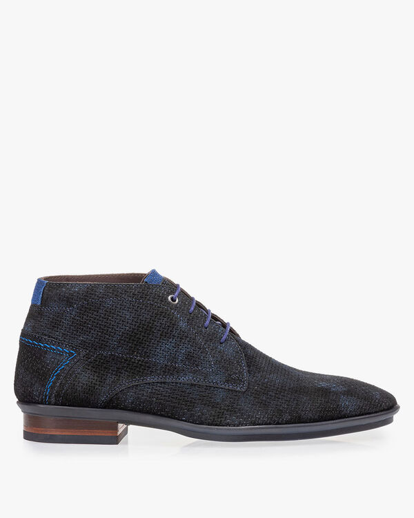 Schn&uuml;rstiefel blau mit Print