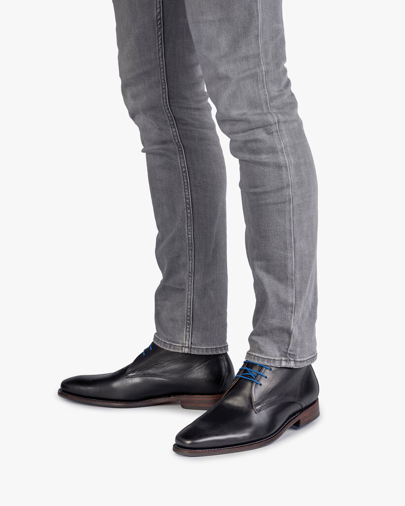 Schn&uuml;rstiefel Kalbsleder Schwarz